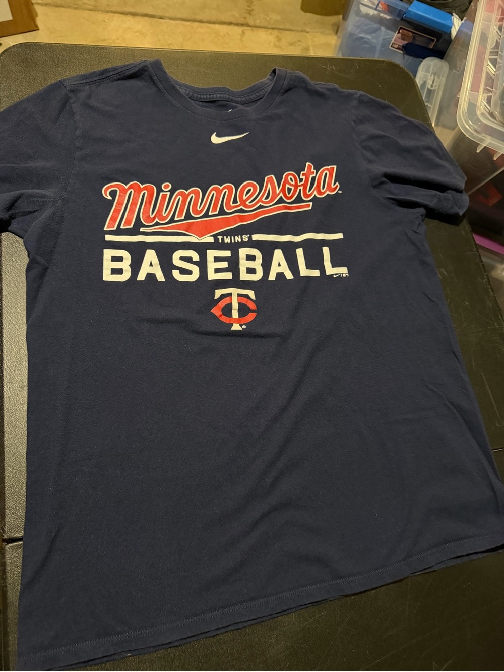 Nike Navy Graphic Athletic Tee with White Logo
